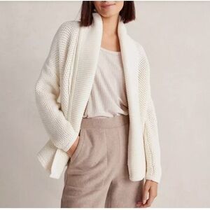 HAVEN WELL WITHIN Organic Cotton Honeycomb Shawl Cardigan, size Small